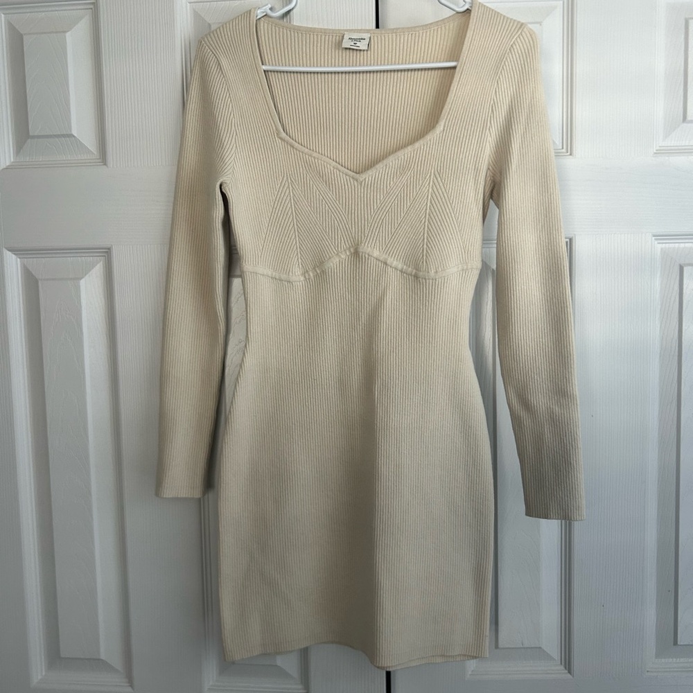 Abercrombie & Fitch Beige Long Sleeve Dress